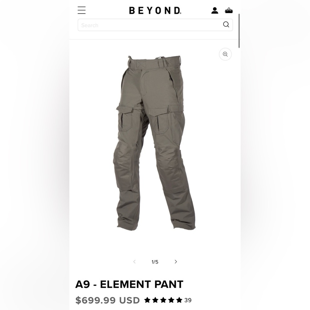 Beyond Clothing Men’s A9 Element Grey Pants Large, Military Water-Resistant